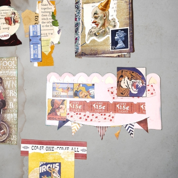 Handmade Clusters for Junk Journaling, Paper Embellishments, Circus - Picture 4 of 5